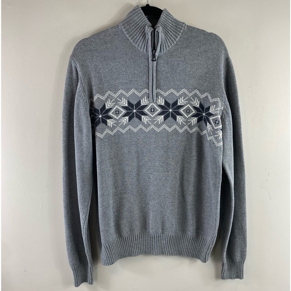 Weatherproof Vintage Men's Snowflake Quarter Zip Sweater Heather Gray Size‎ S - Picture 2 of 12
